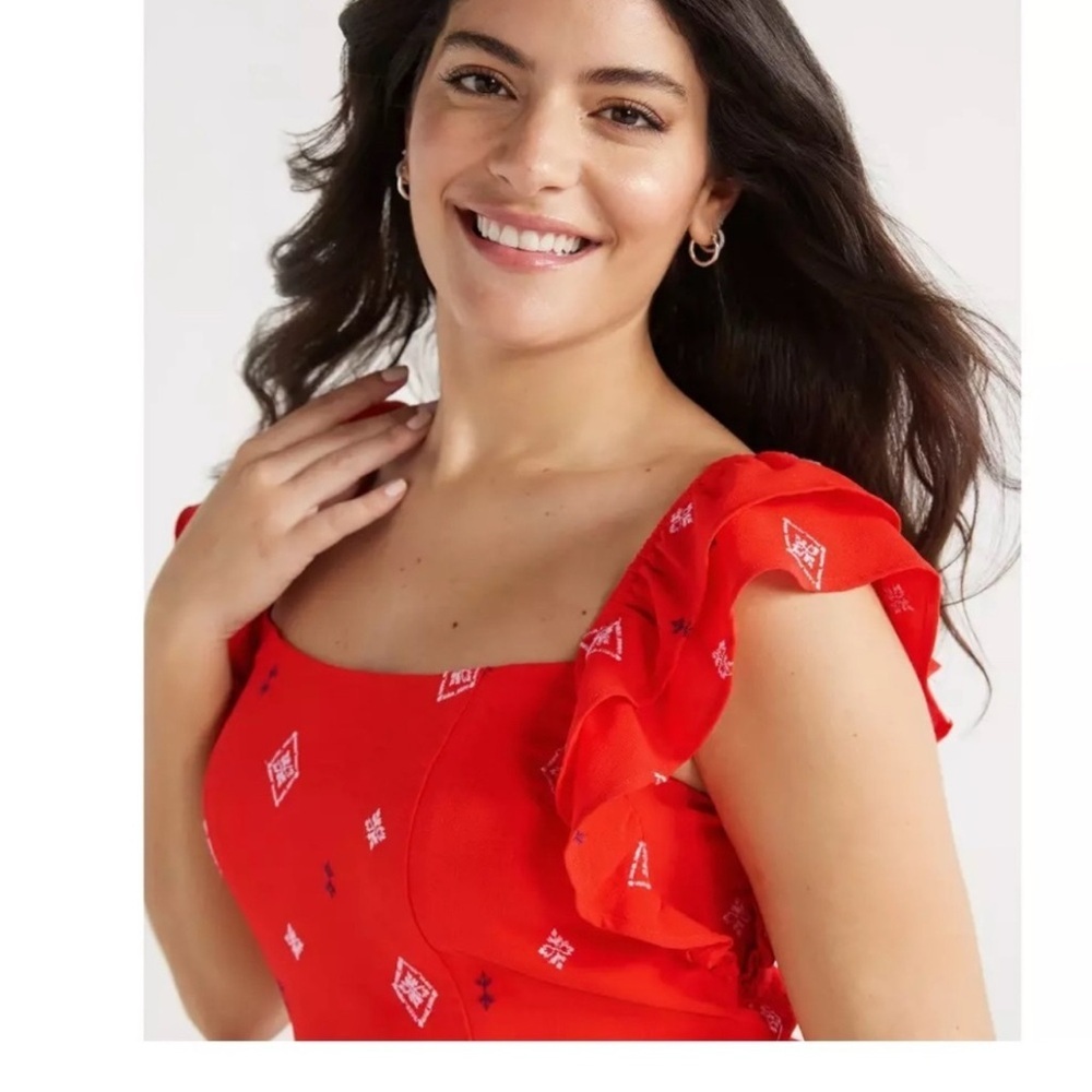 Sofia by Sofia Vergara - Double Ruffle Embroidered‎ Top Size Small - Picture 2 of 3